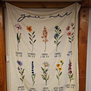Soft Plush Floral Christian Blanket - You Are Enough